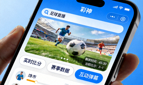 彩神移动端观赛应用界面，展示手机观看足球直播